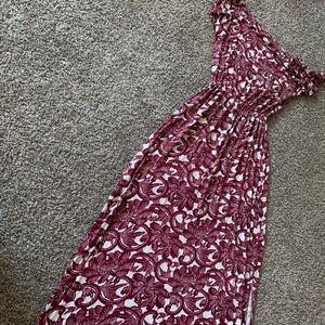 Burgundy & White Maxi Dress